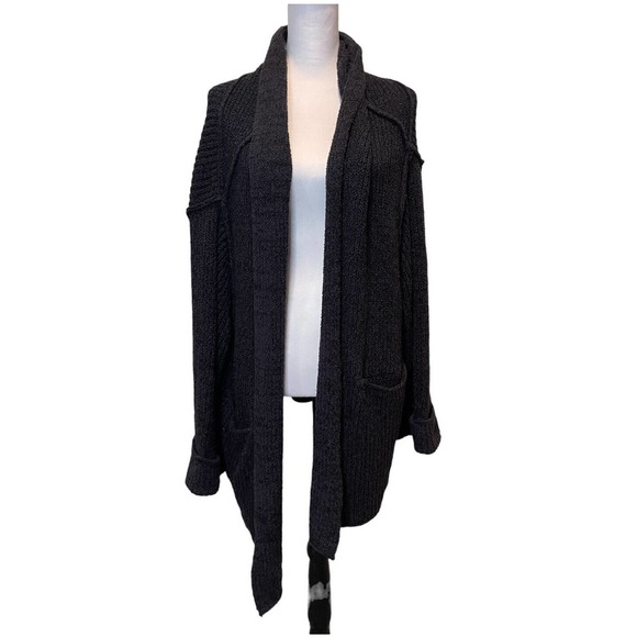 Free People Sweaters - Free People Womens Oversized Slouchy Cardigan S navy blue pockets cozy warm fall